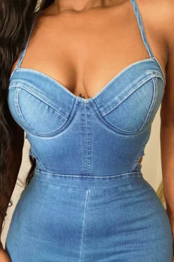 Blue Classic Cutout Denim Jumpsuit -Prettytina H22042654 BL 3 e41e6744 9a3d 4341 adfc 20a4b0dedc49