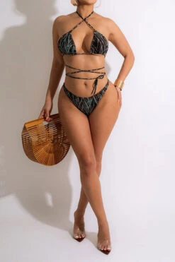 Abstract Print Strappy Modern Cutout Three Pieces -Prettytina H22050358 BK 3