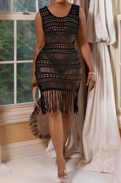 Solid Color Crochet Cutout Sophisticated Tassel Beachwear 8 Solid Color Crochet Cutout Sophisticated Tassel Beachwear -Prettytina H22050359 BK 1 4e765ea7 9bc4 40cc 9491 8348fa6e44d8