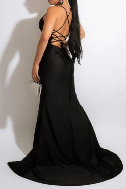 Solid Color Undeniable Strappy High Split Maxi Dress -Prettytina H22053128 BK 2 9bba24bd 24c3 4a2c a61f 5942ccfdc942