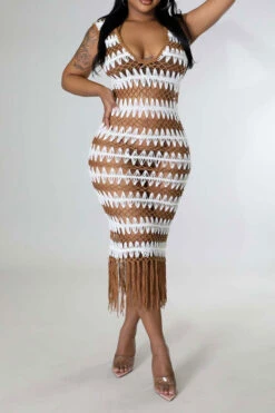 Wavy Lines Crochet Cutout Stunning Tassel Midi Dress Beachwear -Prettytina H22061460 WH 4 dcf3683d 8e98 40c7 9e22 c72b7150140d
