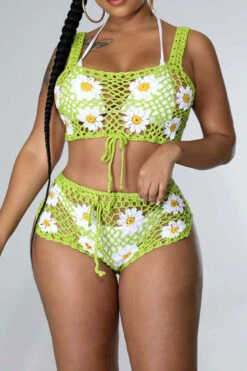 Flower Pattern Pretty Crochet Cutout Drawstring Pant Suit Beachwear -Prettytina H22061461 GR 1 e30b29da db7d 4ece 968b fe48be109ff7