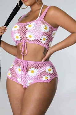 Flower Pattern Pretty Crochet Cutout Drawstring Pant Suit Beachwear -Prettytina H22061461 PI 2 5b64744a 928f 46d1 9aaa e4826e98df33