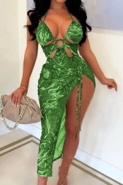 Ripple Print Feminine O-Ring Cutout Lace-Up Three Pieces 8 Ripple Print Feminine O-Ring Cutout Lace-Up Three Pieces -Prettytina H22061464 GR 1 5fbf4b83 e9e6 4421 9e0a 03ae45b77152