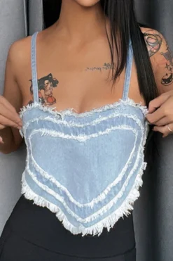 Heart Pattern Sweet Tassel Crop Denim Vest -Prettytina H22061468 BL 2 71c5581e 2a5f 4181 a1df ede6ed67c3f1