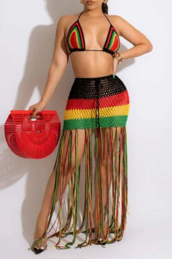 Rainbow Romantic Crochet Cutout Tassel Dress Suit Beachwear -Prettytina H22062060 RT 3 7330a950 426e 4768 9ac7 03f82896f624