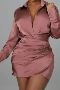 Solid Color On-trend Ruched Irregular Mini Dress 7 Solid Color On-trend Ruched Irregular Mini Dress -Prettytina H22071158 DP 3