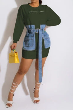 Letter Embroidery Modern Denim Patchwork Belted Mini Dress -Prettytina H22071402 AG 1 0c848a66 1a29 4f24 adab dea40948d828