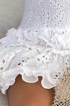 Strap Shirred Lace Sweet Ruffle Mini Dress -Prettytina H22081569 WH 3 855f1b07 206a 47e0 88cf 26557a3248fb