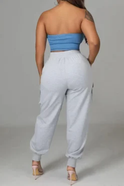 Denim Patchwork Sporty Pocket Design Pant Suit -Prettytina H22081961 BL 3 01ee2d5a 15af 4b48 ad50 2533bc49f4d4