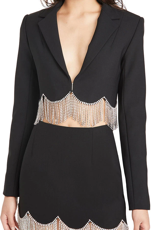 Solid Color Striking Tassel Trim Dress Suit 2 Solid Color Striking Tassel Trim Dress Suit - Image 2