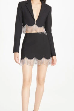 Solid Color Striking Tassel Trim Dress Suit 8 Solid Color Striking Tassel Trim Dress Suit -Prettytina H22081990 BK 3 17066636 1ba4 4194 9e3f d75ebd6b52f0