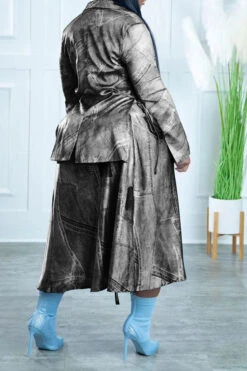 Imitation Denim Print Unique Lace-Up High Split Dress Suit -Prettytina H22083097 BK 3 acc68766 2f56 4a1d 8b3c 1e13133fe05f