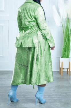 Imitation Denim Print Unique Lace-Up High Split Dress Suit -Prettytina H22083097 GR 2 62a3b4f5 4757 4e4e 94bd 24b0d0396aeb