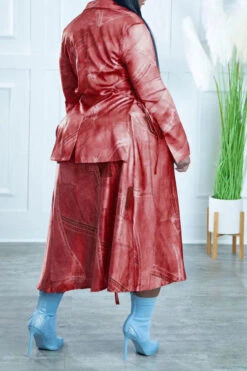 Imitation Denim Print Unique Lace-Up High Split Dress Suit -Prettytina H22083097 RE 3 16be8ef8 7678 4962 92c1 3662c2e8a7d8