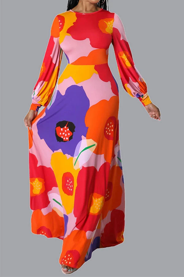 Colorful Flower Print Backless Maxi Dress 2 Colorful Flower Print Backless Maxi Dress - Image 2