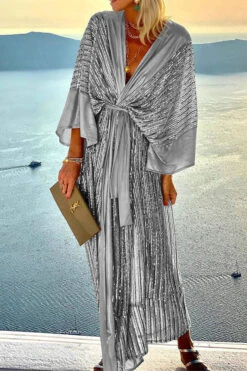 Sequined Patchwork Relaxed Lace-Up Midi Dress -Prettytina H22092922 SI 1 3de64442 7745 4f70 a052 b8fbfe056bda