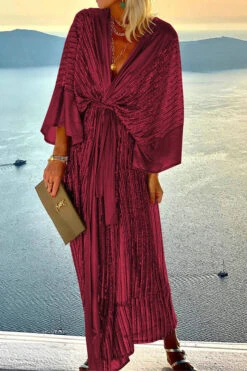 Sequined Patchwork Relaxed Lace-Up Midi Dress -Prettytina H22092922 WR 1 1466cdf4 521b 4a4d 925b 99969272f686