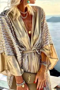 Sequined Patchwork Relaxed Lace-Up Midi Dress -Prettytina H22092922 YE 3 5a22ea2f 99d1 47f3 b3e1 ef1176eb6c29