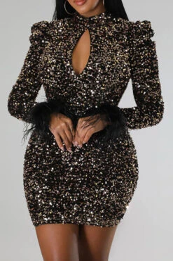 Sequined Sparkly Fuzzy Trim Backless Mini Dress 15 Sequined Sparkly Fuzzy Trim Backless Mini Dress -Prettytina H22092946 BR 5