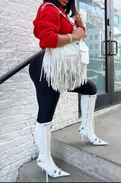 Rivet Design Rocking Pointed Toe Boots 33 Rivet Design Rocking Pointed Toe Boots -Prettytina H22100901 WH 2