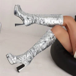 Sequined Glistening Platform Boots 15 Sequined Glistening Platform Boots -Prettytina H22100930 SI 1