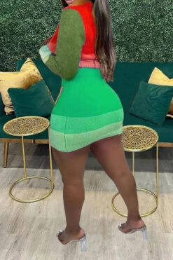 Color Block Cute Knitted Dress Suit -Prettytina H22101939 RE 3