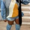Denim Patchwork Unique Hit Color Sweater