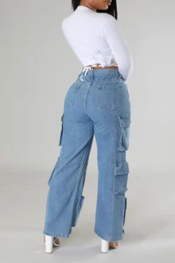 Solid Color Cool Multi Pocket Wide Leg Jeans -Prettytina H22111179 BL 5 a3749553 05c6 4b99 9fac 1e3feed4c9d6
