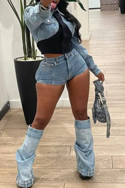 Denim Patchwork Unique Jacket -Prettytina H22122713 LB 4