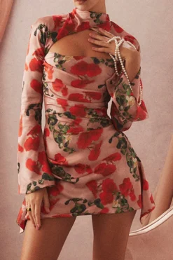 Floral Print Undeniable Cutout Irregular Mini Dress 8 Floral Print Undeniable Cutout Irregular Mini Dress -Prettytina H22122759 RT 3