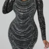 Rhinestone Party Open Back Mini Dress