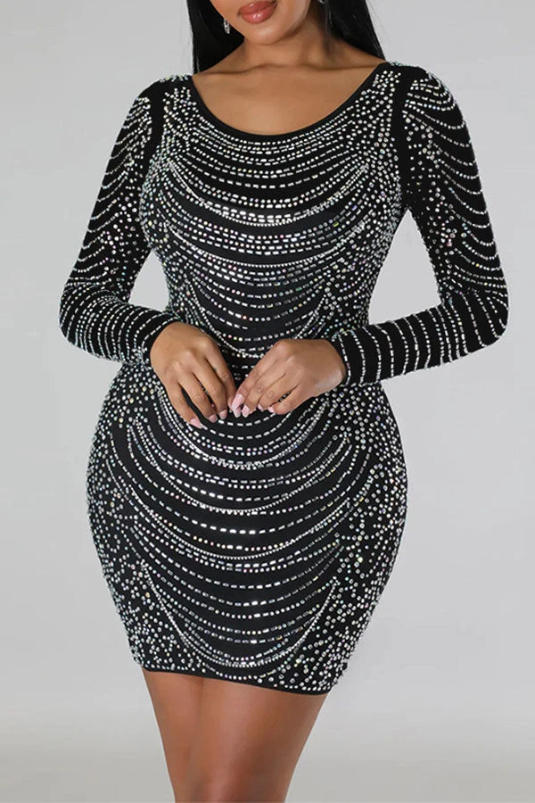 Rhinestone Party Open Back Mini Dress 3 Rhinestone Party Open Back Mini Dress - Image 3