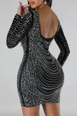 Rhinestone Party Open Back Mini Dress 10 Rhinestone Party Open Back Mini Dress -Prettytina H23021001 BK 5