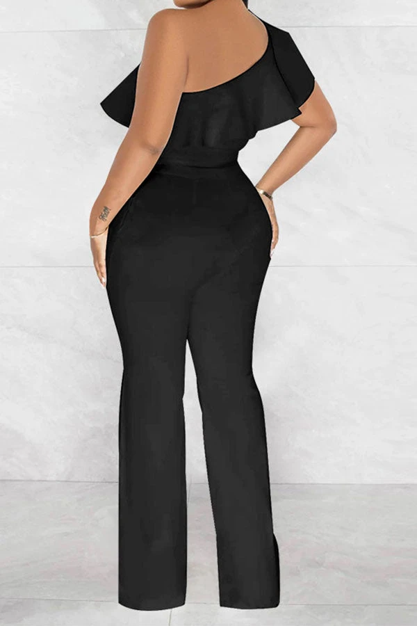 Solid Color Striking Ruffle Belted Jumpsuit 6 Solid Color Striking Ruffle Belted Jumpsuit - Image 6