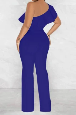 Solid Color Striking Ruffle Belted Jumpsuit 25 Solid Color Striking Ruffle Belted Jumpsuit -Prettytina H23021026 BL 3
