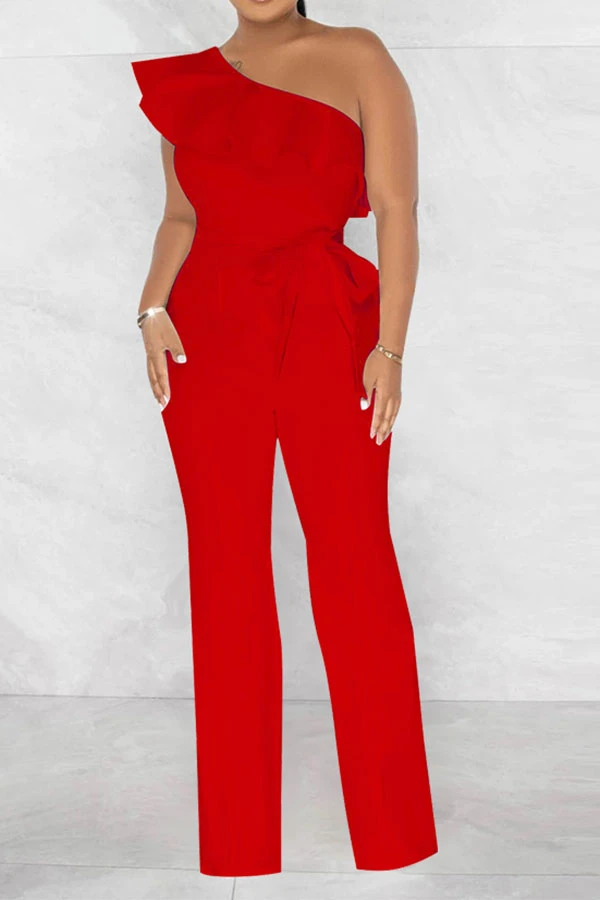 Solid Color Striking Ruffle Belted Jumpsuit 9 Solid Color Striking Ruffle Belted Jumpsuit - Image 9