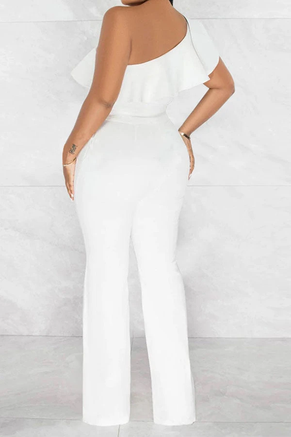 Solid Color Striking Ruffle Belted Jumpsuit 3 Solid Color Striking Ruffle Belted Jumpsuit - Image 3