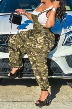Camouflage Casual Pocket Suspenders Jumpsuit 10 Camouflage Casual Pocket Suspenders Jumpsuit -Prettytina H23021031 CF 5
