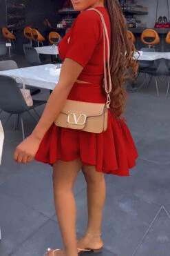 Solid Color On-trend Ruffle Hem Dress Suit -Prettytina H23021083 RE 2