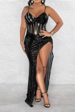 Rhinestone & Sequined Luxe High Split Maxi Dress 12 Rhinestone & Sequined Luxe High Split Maxi Dress -Prettytina H23021682 BK 3 b7b2640f 76f3 4228 a9ce 35f0015af165