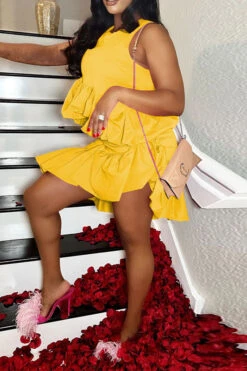 Stringy Selvedge Girly Irregular Dress Suit -Prettytina H23021699 YE 1