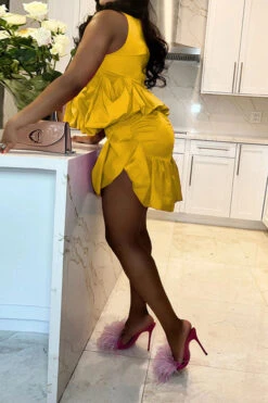 Stringy Selvedge Girly Irregular Dress Suit -Prettytina H23021699 YE 3