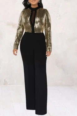 Sequined Patchwork Striking Jumpsuit -Prettytina H23022364 BK 3 70fcc0bb 7316 4200 9a65 b6b7f921aa03