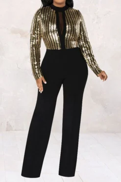 Sequined Patchwork Striking Jumpsuit -Prettytina H23022364 BK 5 637b95c8 b60c 4caa a55f 661d38652c73