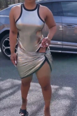 Gilding Patchwork Party Twisted High Split Dress Suit 9 Gilding Patchwork Party Twisted High Split Dress Suit -Prettytina H23022384 SI 5