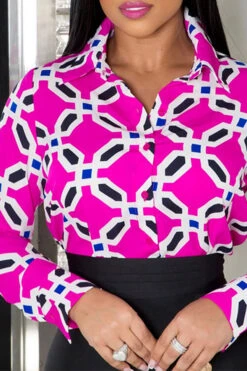 Leaf Print Commuting Button Decor Dress Suit -Prettytina H23030268 RR 2