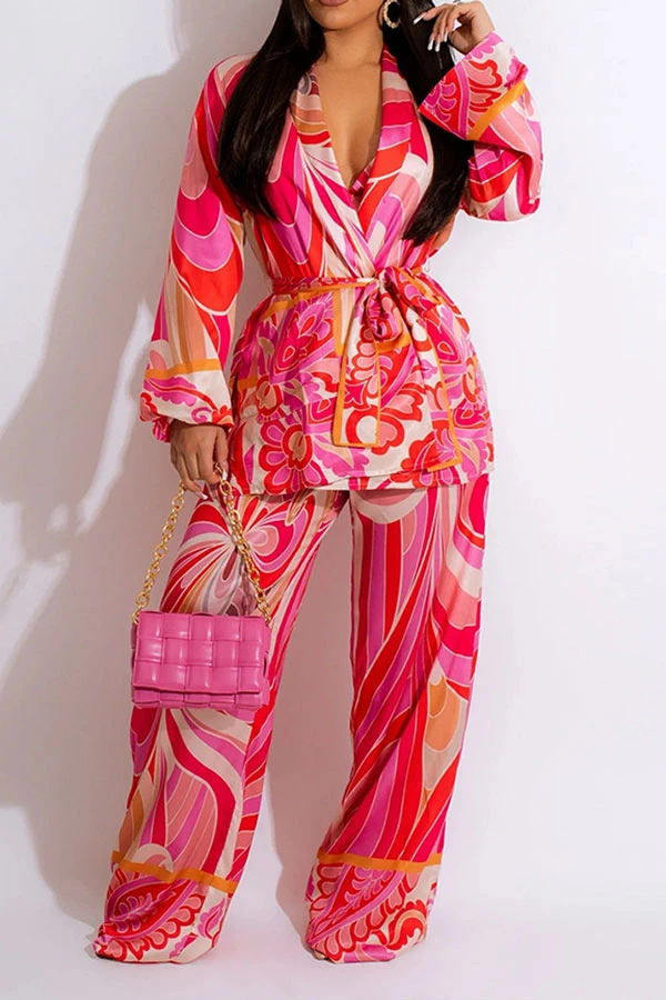 Tribal Floral Print Retro Pant Suit Three Pieces 1 Tribal Floral Print Retro Pant Suit Three Pieces
