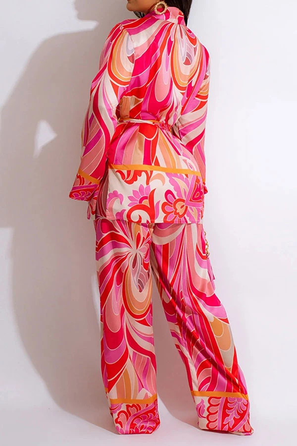 Tribal Floral Print Retro Pant Suit Three Pieces 2 Tribal Floral Print Retro Pant Suit Three Pieces - Image 2