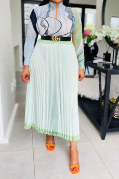 Abstract Print Classic Pleated Dress Suit -Prettytina H23030737 LG 1